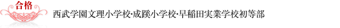 西武学園文理小学校・成蹊小学校・早稲田実業学校初等部